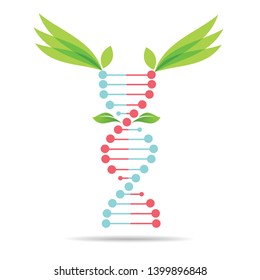 Organic DNA symbol  ecology tree leaves. Green thinking technology innovations, conservation concept