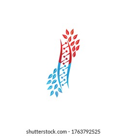 Organic Dna vector logo design. DNA genetic icon. DNA with green leaves vector logo design.