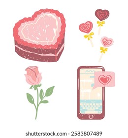 Organic Doodle Hand Drawn Pink Romantic Heart Love