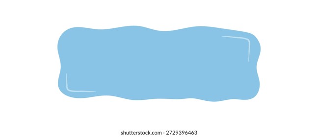El Anuncio rectangular de garabatos orgánicos con forma de fluido azul y borde de onda de garabato crea un fondo y un parche con una mancha dibujada a mano. Anuncio moderno de la cita para la etiqueta, la etiqueta, la tarjeta o el diseño de la maqueta.