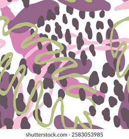 Organic doodle seamless pattern. Natural and fresh ornaments for wrapping, wallpaper or textil design. Special for brunch, coffee, aromatherapy, bakery, or tea shop.