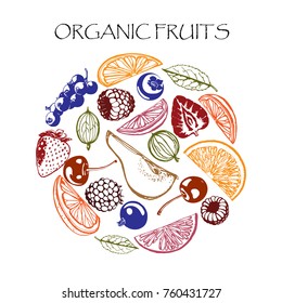 Organic drink and fruits and berries