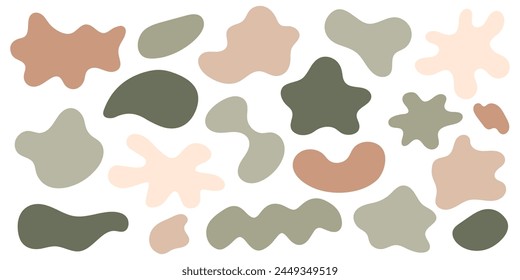 Organic drop shape in boho style, vector illustration set. Collection of abstract modern shapes and liquid drops for design and print. Basic spots geometric, isolated elements