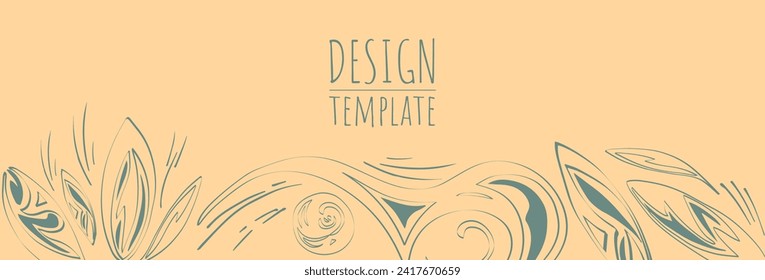 Organic eco creative border template. Natural abstract boho minimal background with organic shapes and abstract leaves and lines.