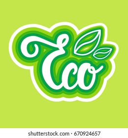 Organic Eco Food Stickers Healthy Lifestyle Vector Illustration