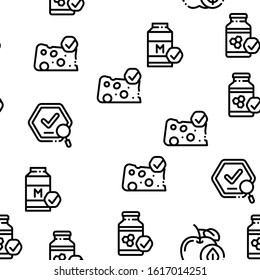 Organic Eco Foods Seamless Pattern Vector Thin Line. Illustrations