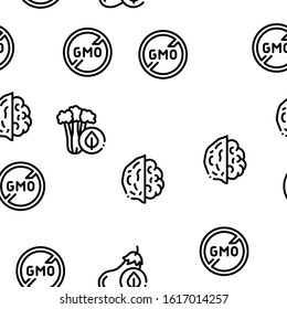 Organic Eco Foods Seamless Pattern Vector Thin Line. Illustrations