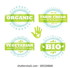 Organic Eco Friendly Bio Food Creative Vector Design Elements Set