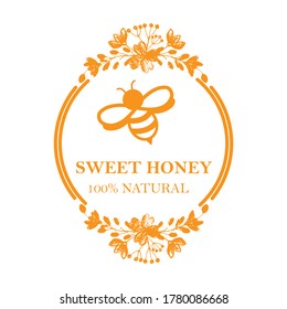 Organic and eco honey label- bee. 