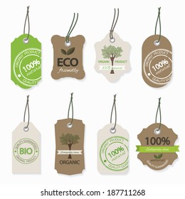 Organic eco natural label set.