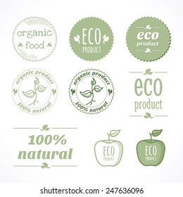 Organic eco natural labels and elements set