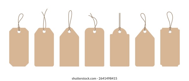 Organic eco paper tag set. Various hanging rectangle craft label. Ideal for price tags, labels, scrapbooking, business packaging, gift decor, handmade products, branding card