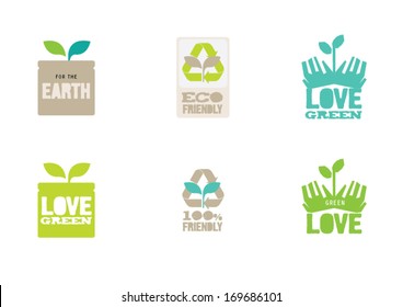 Organic Eco Recycle Green Icons and Labels