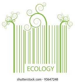 Organic ecology barcode made of green plant sprouts