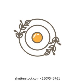 organic egg fried egg minimalist logo design vector