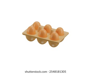 Organic Egg in the tray Icon 3d render vector illustration