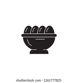 Organic eggs black vector concept icon. Organic eggs flat illustration, sign