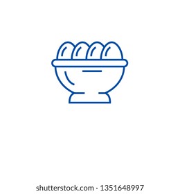 Organic eggs line icon concept. Organic eggs flat  vector symbol, sign, outline illustration.