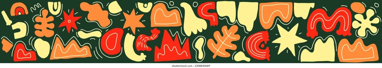 Organic element horizontal decorative banner. Vector ornament hand drawn
