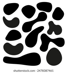 Organic elementar basic shapes vector illustration. Blob, stone, irregular forms.