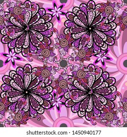 Organic elements. Watercolor effect. Botanical seamless pattern. Vector pattern.