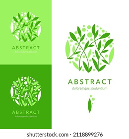 Organic emblem with leaves in a circle shape. Can be used for jewelry, beauty and fashion industry. Great for logo, monogram, invitation, flyer, menu, background, or any desired idea.