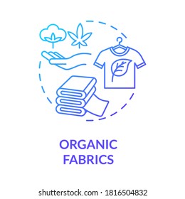 Icono de concepto de gradiente azul de telas orgánicas. Fabricante de ropa ecológica. Ilustración de la idea de producción de material sostenible en línea delgada. Dibujo de color RGB con contorno aislado de vectores