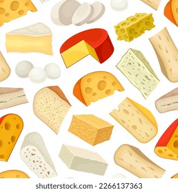Organic Farm Cheese Seamless Pattern Design with Milk Product Vector Template