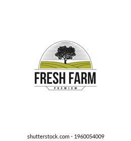 Organic Farm Emblem Logo Tree Agriculture Stock Vector (Royalty Free ...