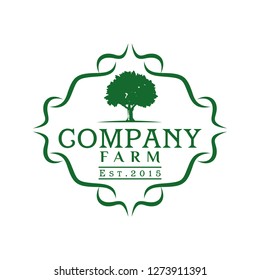 Organic Farm Emblem Logo Vector Template