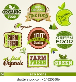 Organic and farm fresh food labels and Vector Elements set. Graphic Design Editable For Your Design.