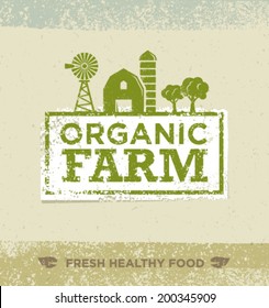 Organic Farm Fresh Healthy Food Eco Green Vector Concept on Paper Background.