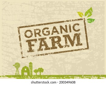 Organic Farm Fresh Healthy Food Eco Green Vector Concept on Textured Background