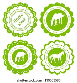 Organic farm horse meat food labels illustration collection