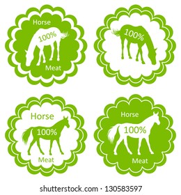 Organic farm horse meat food labels illustration collection