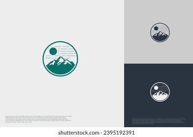 The Organic farm house concept logo with landscape. Farming badge Label for natural products. Vector Illustration
