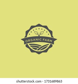 organic farm landscape vintage logo design template vector, village brand logo template