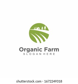 Organic farm logo design. flat icon for farm. organic logo design