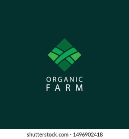 Organic Farm logo with a square shape and cool colors make this logo. unique, modern.