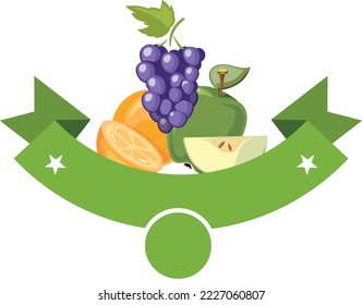 Organic farm products badge. Cartoon fresh food logo