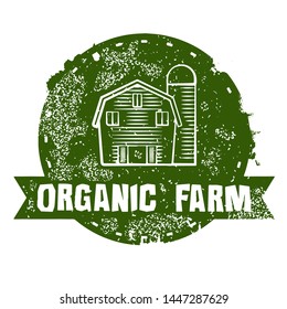 Organic Farm Rubber Stamp. Vector Illustrator. 