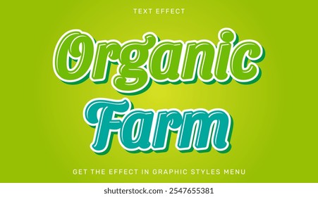 Organic farm text effect template in 3d design