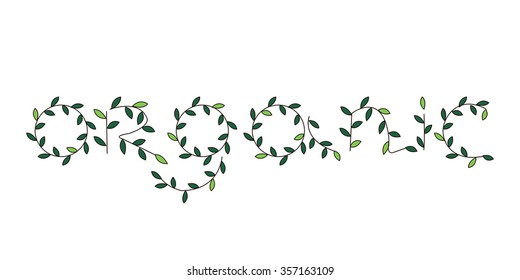 organic and farm text vector