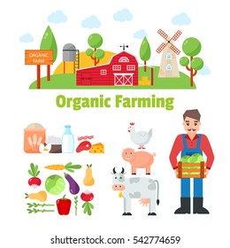 Organic farm vector illustration.