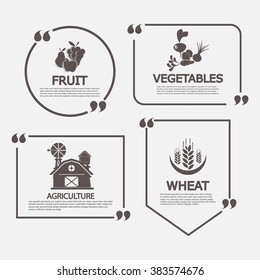 organic farm and vector labels and elements. Quotes for agriculture