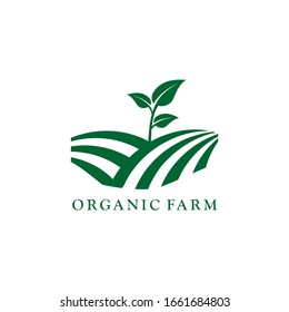 Organic farm vector logo design featuring natural elements like wheat, leaves, and farmland lines. Ideal for agriculture businesses, agronomy services, wheat farms, organic food brands, and eco-friend