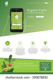 Organic farm web-site landing page vector illustration