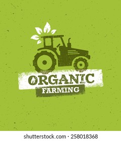 Organic Farming Eco Tractor Creative Vector Concept on Recycled Paper Background