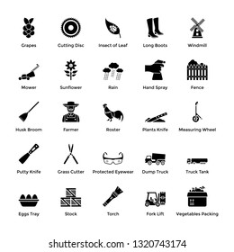 Organic Farming Glyph Icons Set