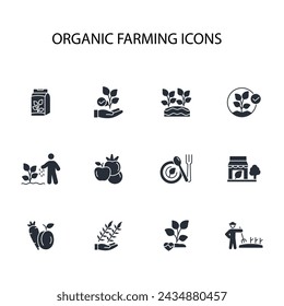 Organic farming icon set.vector.Editable stroke.linear style sign for use web design,logo.Symbol illustration.